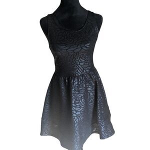 Saks Fifth Avenue RED Rose Brocade Fit & Flare Dress Goth Glam Coquette